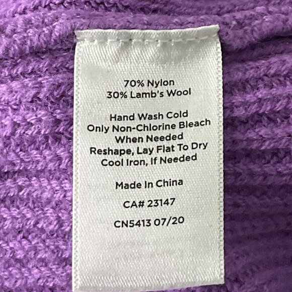 Talbots Sweater Women S Petite Purple Lamb's Wool Blend High Neck Knit Pullover - Picture 7 of 8